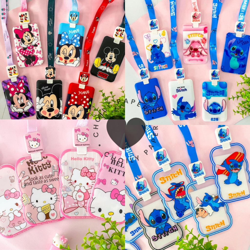 Porta Cartão Crachá Stitch | Hello Kitty| Pokémon | Disney com Cordão com Extensor| Personagem em Oferta na Shopee