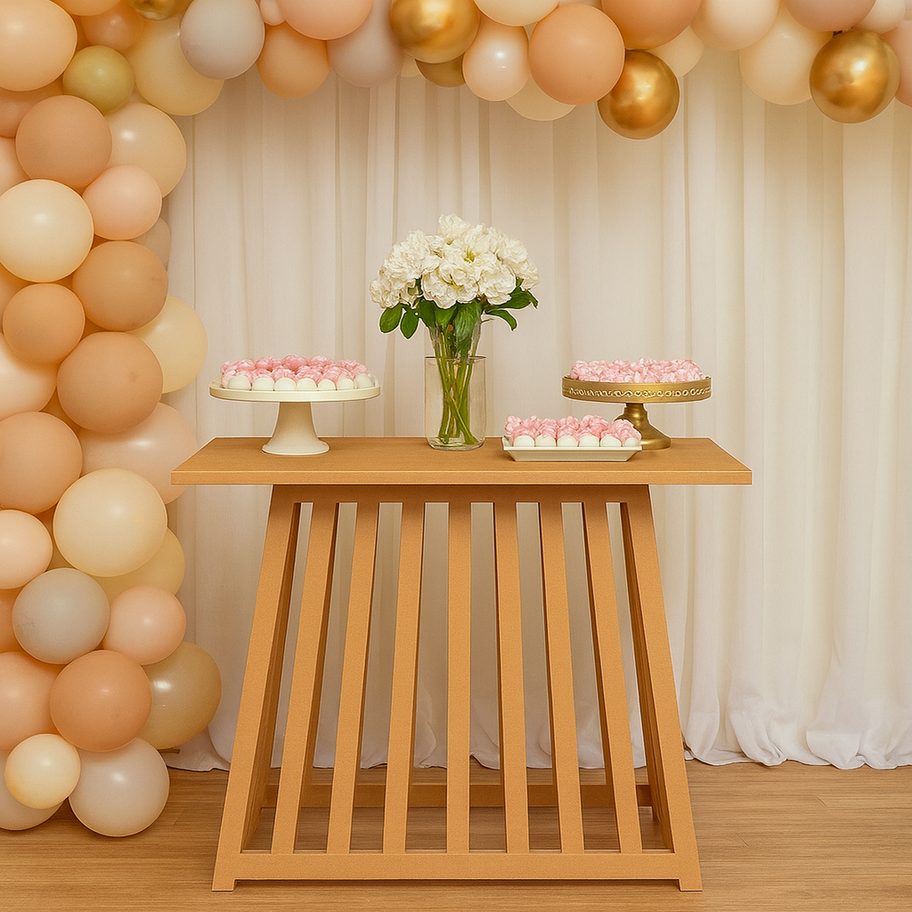 Mesa Ripada Pegue e Monte Dobrável MDF Cru 90x85x50 cm Decoração Festa Aniversário Casamento Envio Full em Oferta na Shopee
