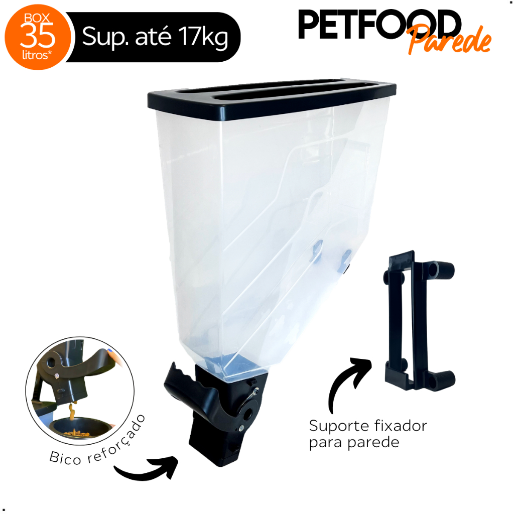 KIT 10 Galão Armazenador de Ração Grãos Cereais Cães Cachorro Petshop Durabox Slim 35L - 14KG a 17KG
