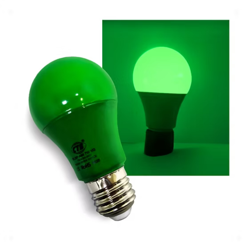Lâmpada LED Verde 9W E27 Luz Decorativa Ambiente Festa Quarto