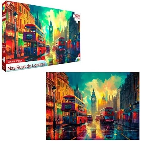 QUEBRA CABEÇA NAS RUAS DE LONDRES 1000 PEÇAS GGB BRINQUEDO PUZZLE ÔNIBUS PONTO TURÍSTICO INGLATERRA
