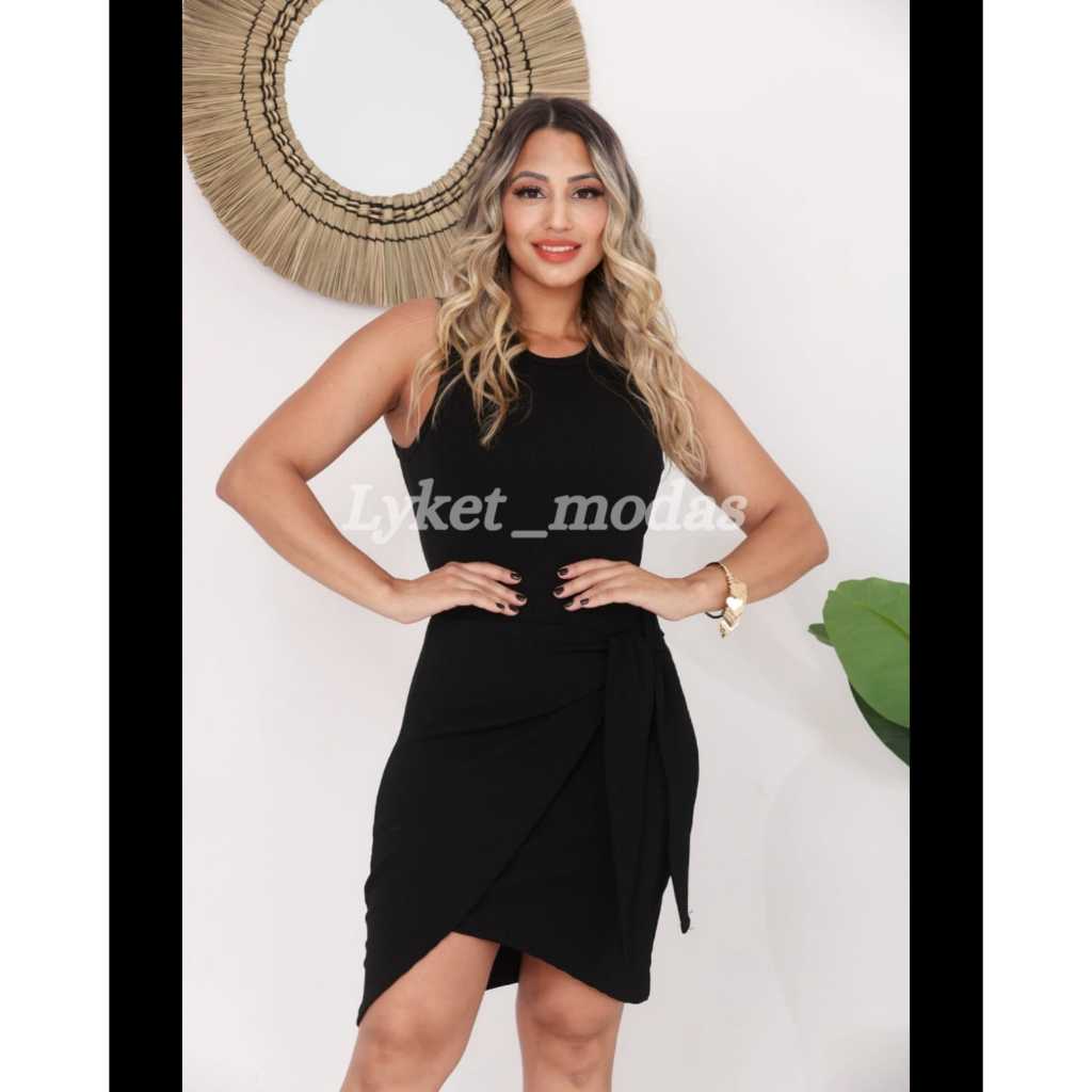 Vestido Femenino Envelope com Amarração de lado / Vestido Anarruga Casual