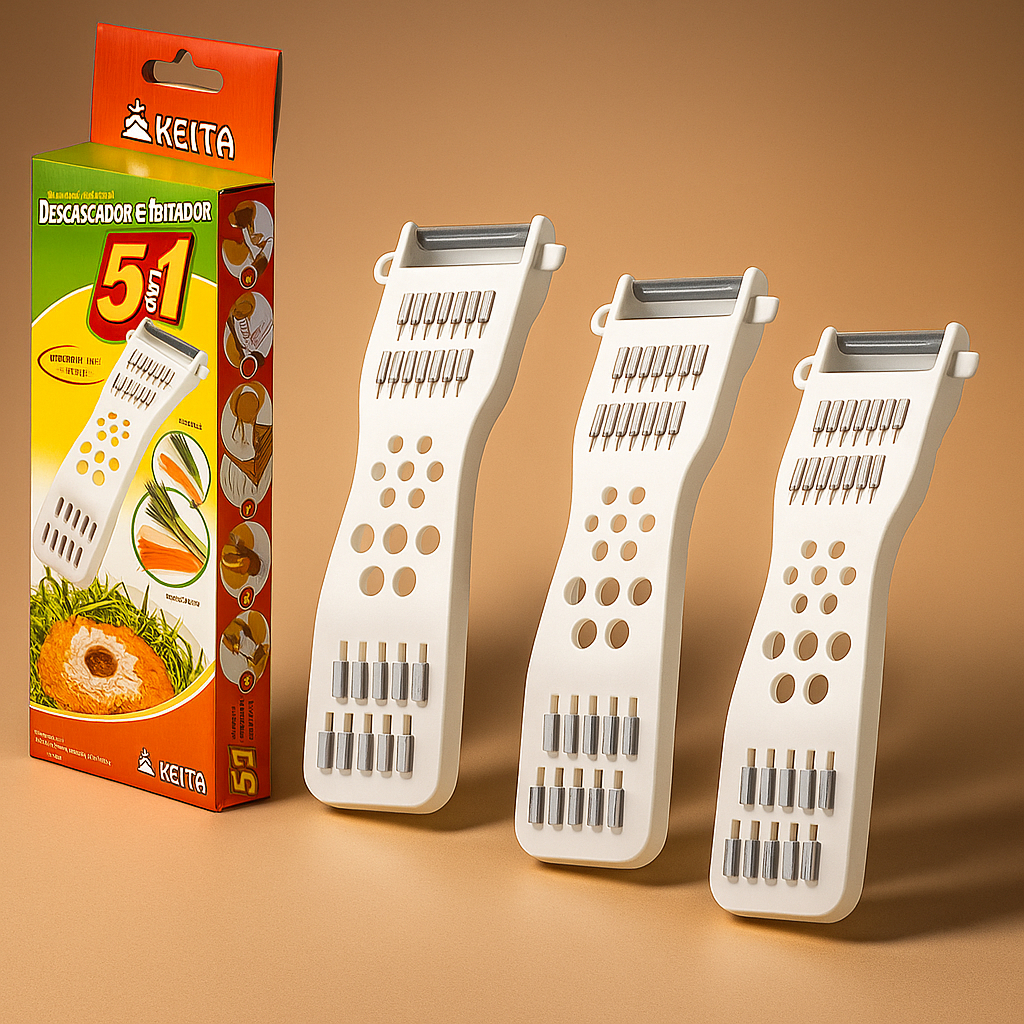 Kit Ralador Descascador 5 Em 1 Fatiador Legumes Verduras Frutas Keita em Oferta na Shopee