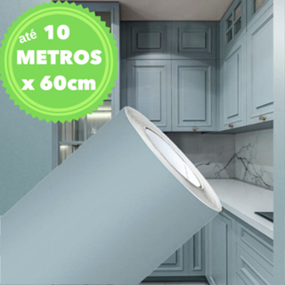 Até 10 METROS X 60cm Adesivo Vinil SATIN AZUL NÉVOA ACETINADO Envelopamento Móveis Armário Parede Decoração Plotter em Oferta na Shopee