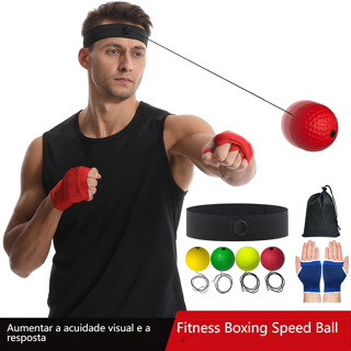Bola de Reação para Boxe com Capacete Ajustável Treino de Velocidade e Reflexo com Elástico para Casa em Oferta na Shopee