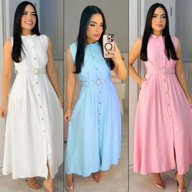 Vestido Liz Feminino Midi, com cinto. sensorial marrant