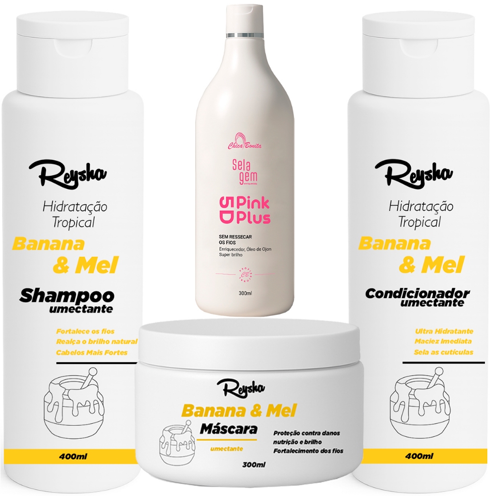 Marroquina Pink Plus 5D Profissional + Kit Pré & Pós Química Reysha - Cabelo 100% Liso & Hidratado