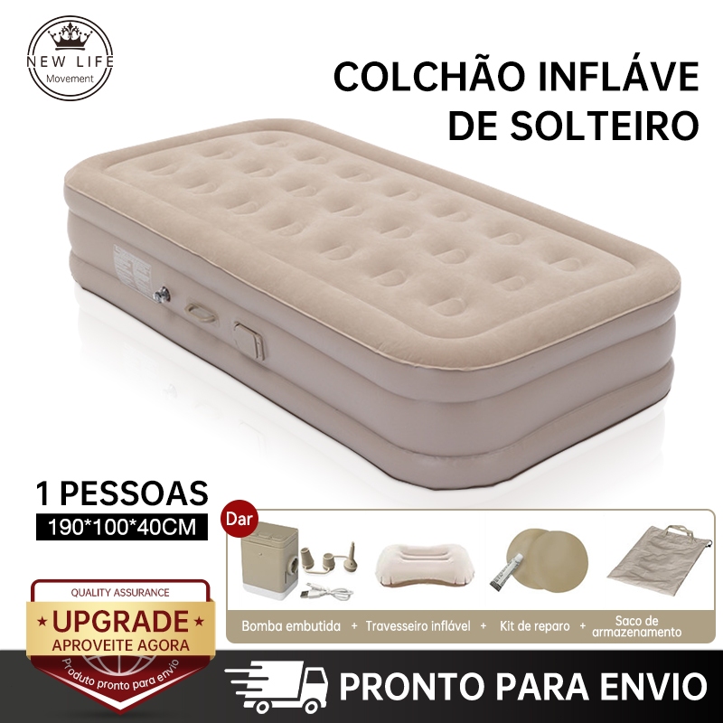 Colchão Inflável Queen Individual Cama De Campanha Bomba Inflável Com Bateria De Lítio Integrada 190*100*40cm em Oferta na Shopee
