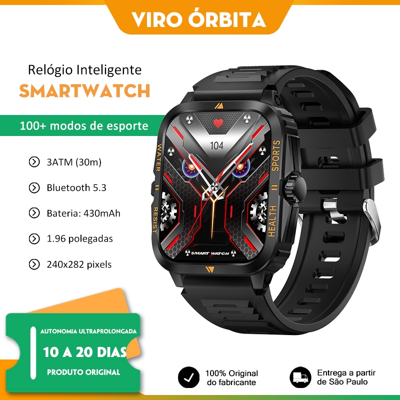 Relógio esportivo H02 Smartwatch Esportivo Relógio Inteligente autonomia ultra longa relógio 3ATM à Prova D'água 22mm