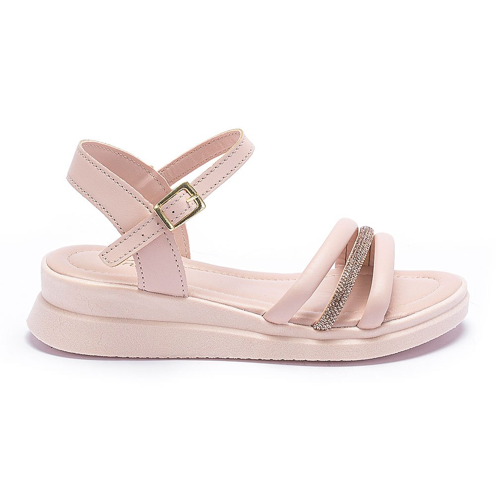 Sandalia Feminina Infantil Tininha Anabela Confortavel Salto Macio com Brilho Strass