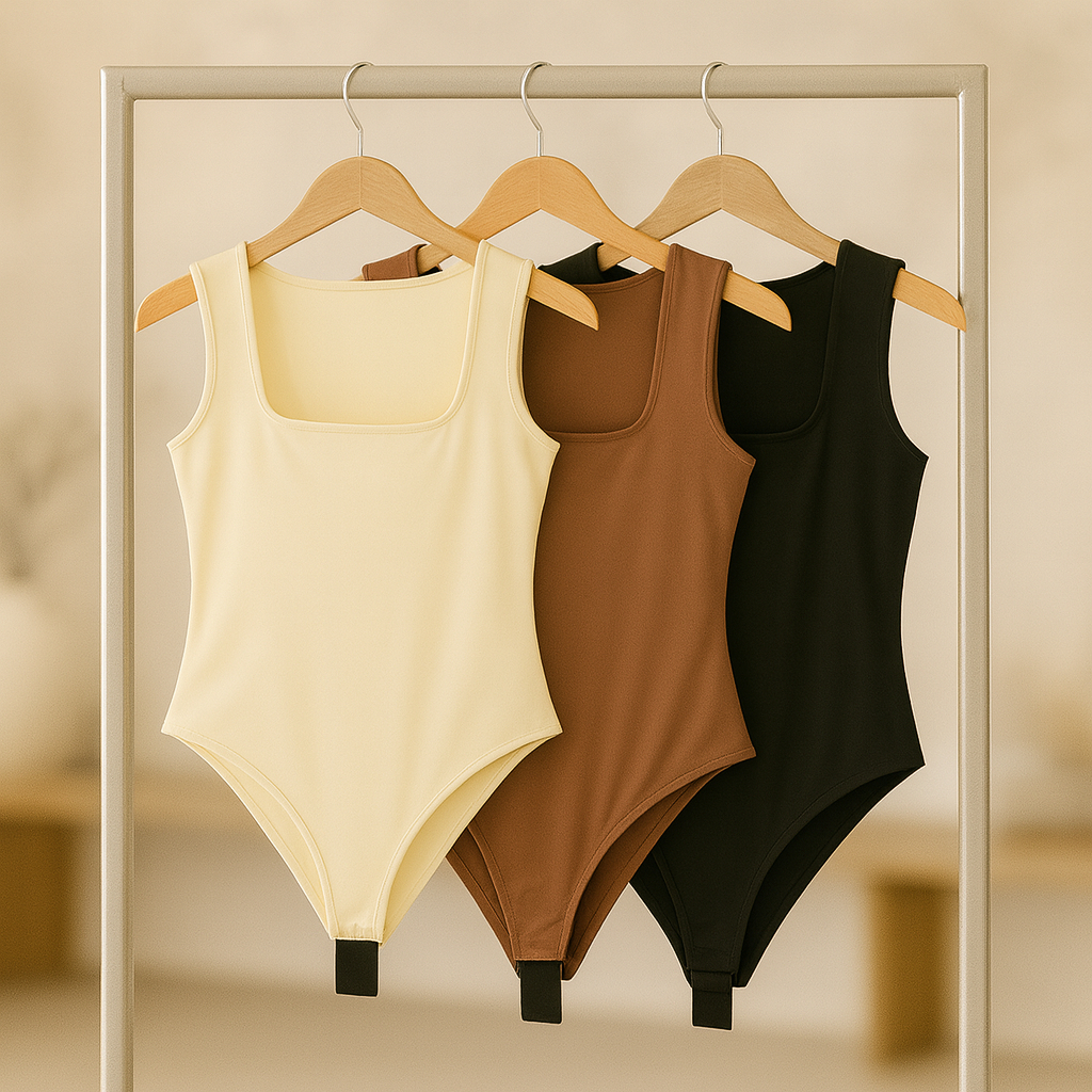 Body Collant Feminino Decote Quadrado Blusa Com Forro Blogueira Tendencia
