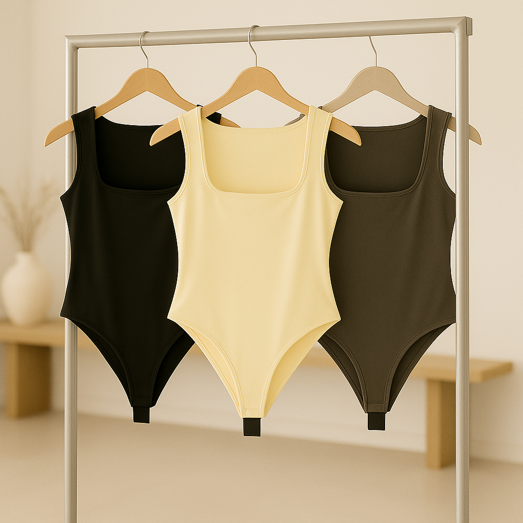 Body Collant Feminino Regata Blusa Decote Quadrado Com Forro Estilo Blogueira