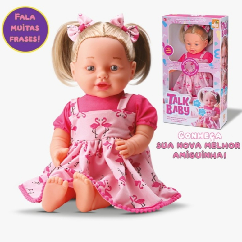 Boneca Grande 50cm Talk Baby Loira Fala Frases - Envio Imediato - em Oferta na Shopee