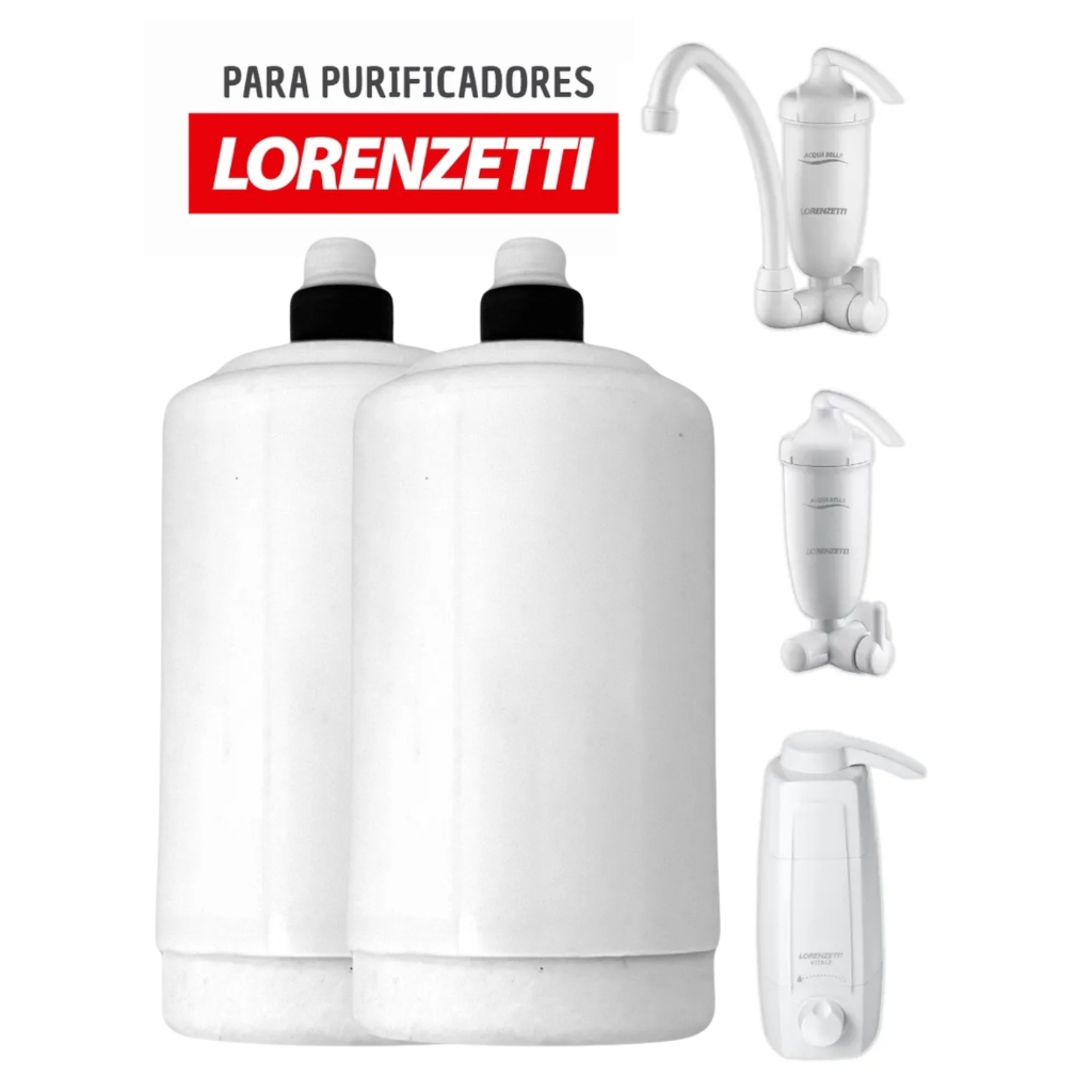 Kit 2 Refis Purificador Torneira Universal Vela Filtro Acquabios Rv01 Vitale Lorenzetti Acqua Bella