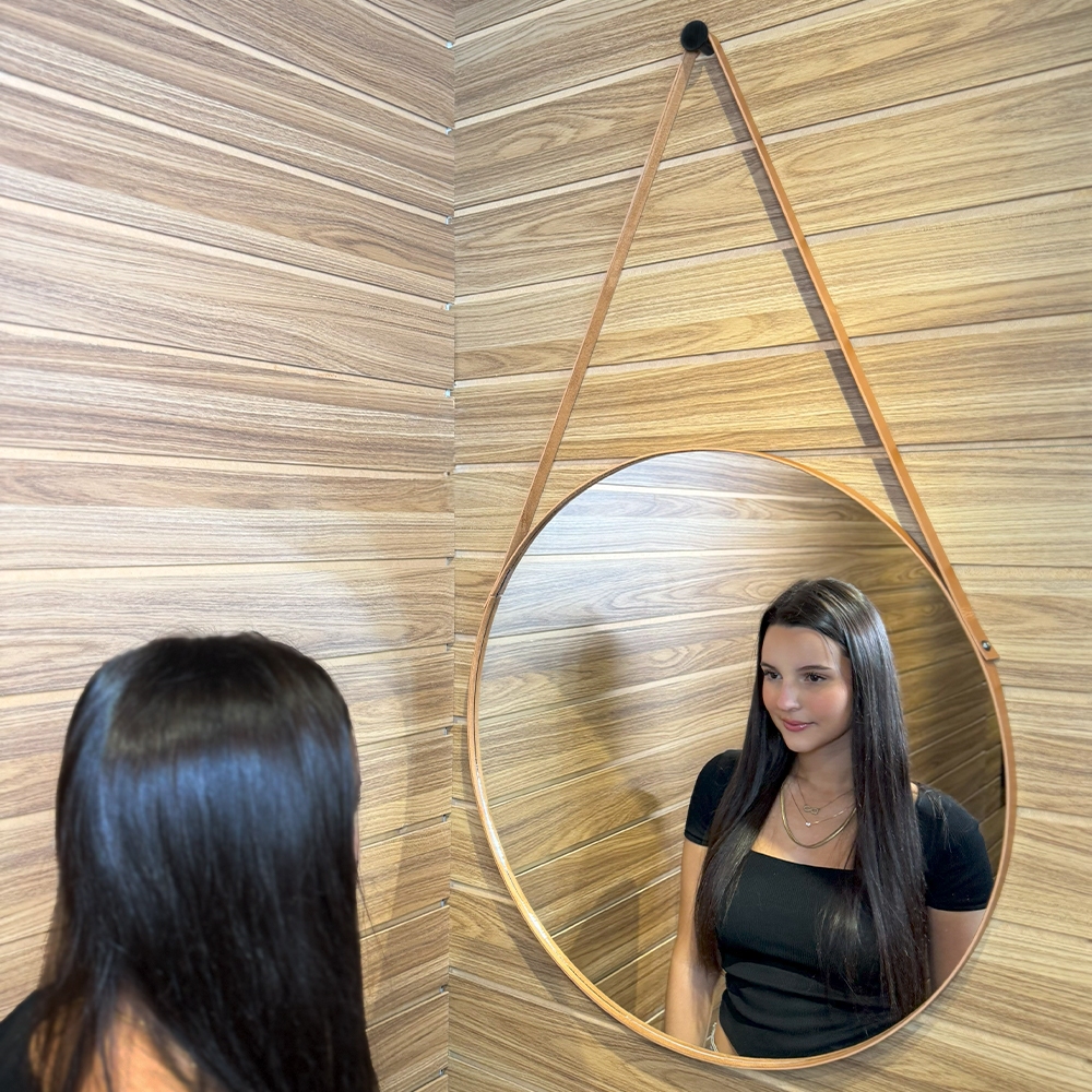 Espelho Adnet 50cm com Alça e Suporte para Banheiro Sala Lavabo Hall em Oferta na Shopee