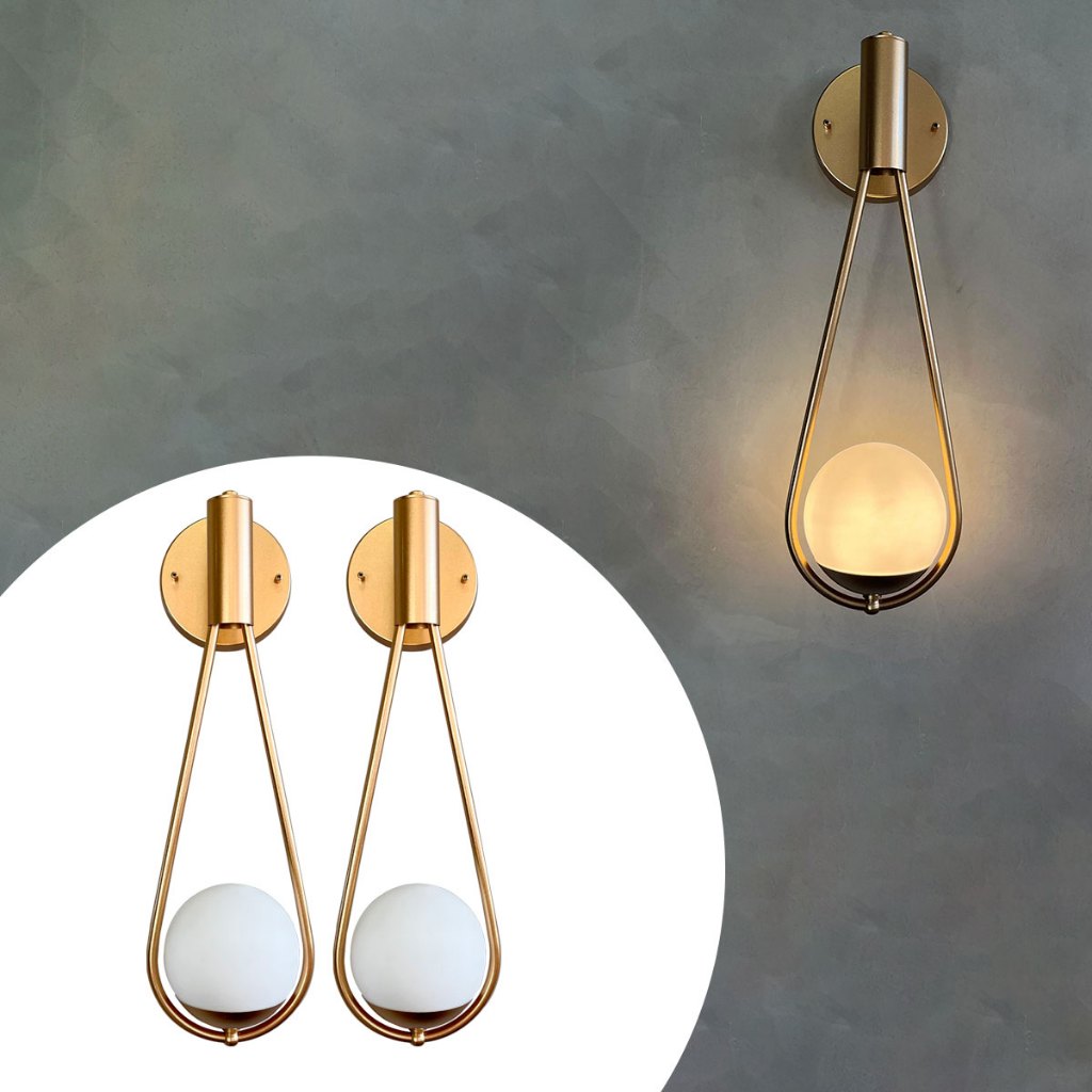 Imagem Kit 2 Arandelas luminária de Parede Gota Moderna Com Globo de Vidros 12cm Decoração iluminação Casa Sala Quarto