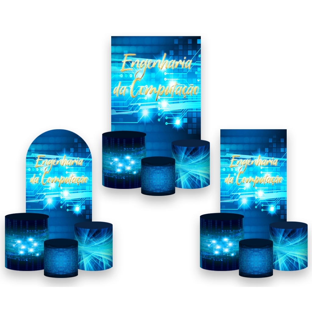 Painel De Festa Vertical + Trio De Capa Cilindro - Profissão Engenharia da Computação 027