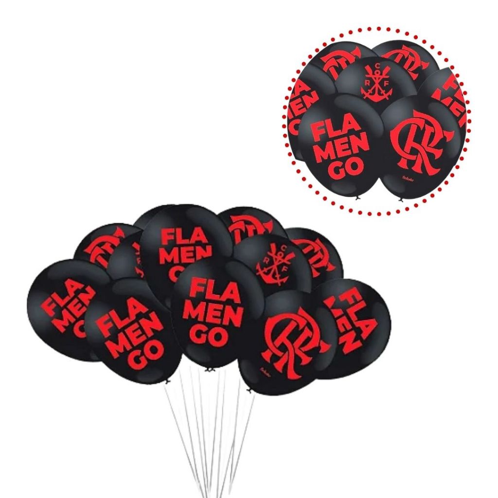 25 BALAO FUTEBOL FLAMENGO  PRETO OFICIAL n°9  FESTCOLOR