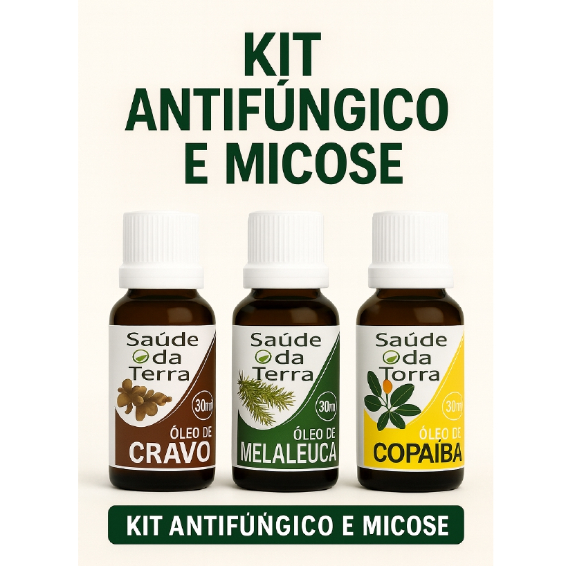 Kit Antifúngico 3 Óleos Poderosos Copaíba, Melaleuca e Cravo Antisséptico Cicatrizante
