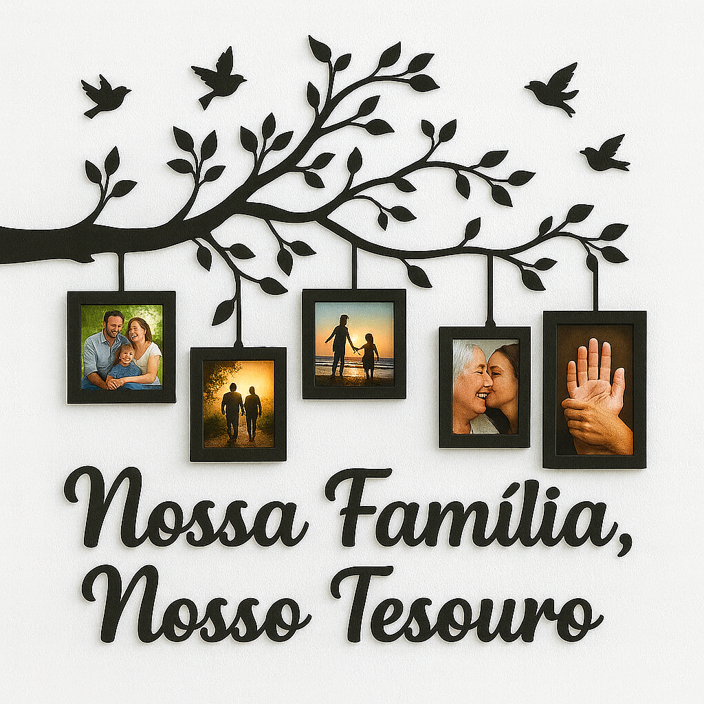 Painel Decorativo Nossa Família Nosso Tesouro em MDF – Moldura de Fotos 10x15 em Oferta na Shopee