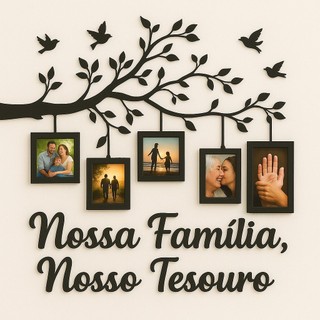 Quadro Decorativo Árvore da Família com Porta Retratos – Nossa Família, Nosso Tesouro