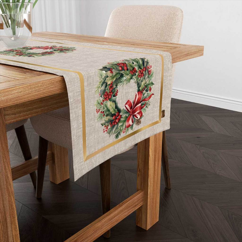 Caminho de Mesa Natalino Trilho Passadeira Toalha Estampada 4 ou 6 Lugares Natal 1,45x0,45 Vaipramix