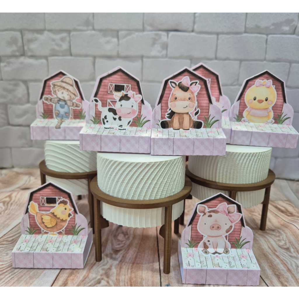 10 Caixinhas Cenário Lembrancinhas Personalizadas Fazendinha Menina Festa infantil
