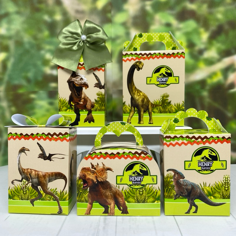 Caixinhas personalizados lembrancinhas aniversário Kit festa Jurassic dinossauro