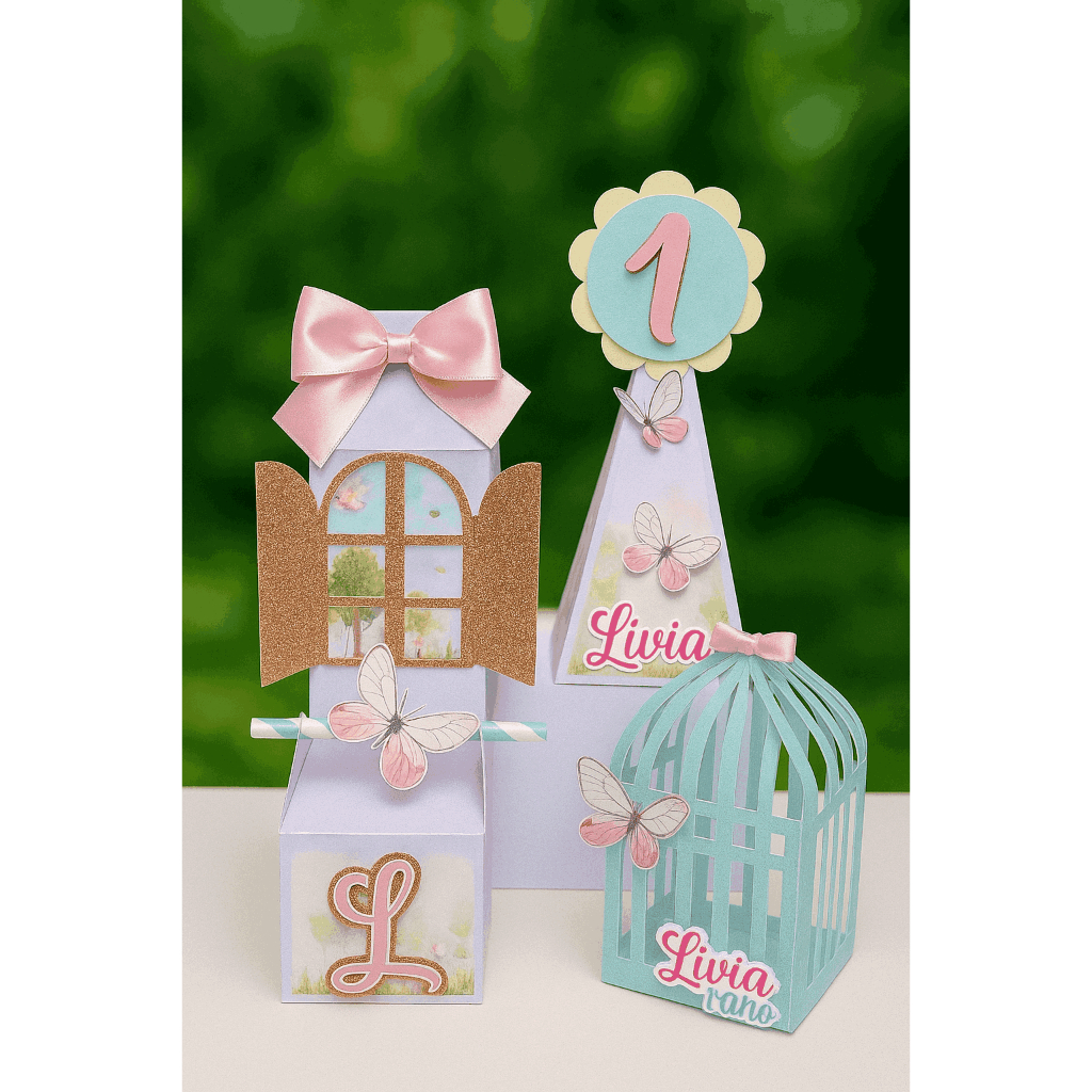 Kit Festa Personalizados Tema Jardim Encantado das Borboletas | Aniversário | Lembrancinhas | Mimos | Caixas