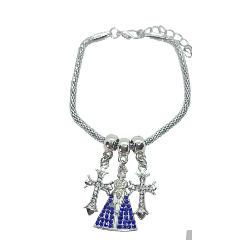 Pulseira Feminina Com Berloques Nossa Senhora Aparecida Folheada