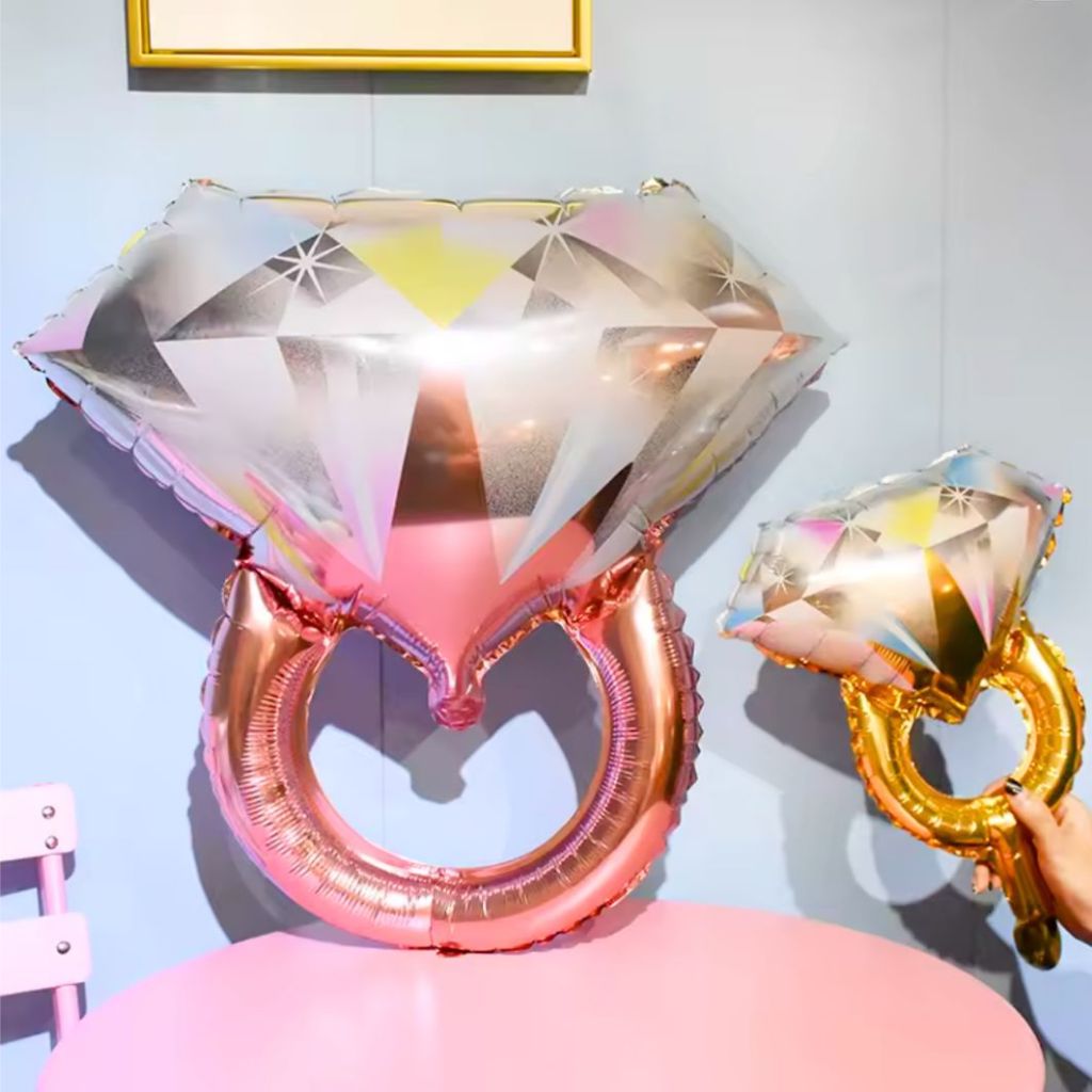Balão Metalizado Anel Aliança Diamante 73cm Despedida de Solteira -Decoração Chá de Lingerie BRIDE