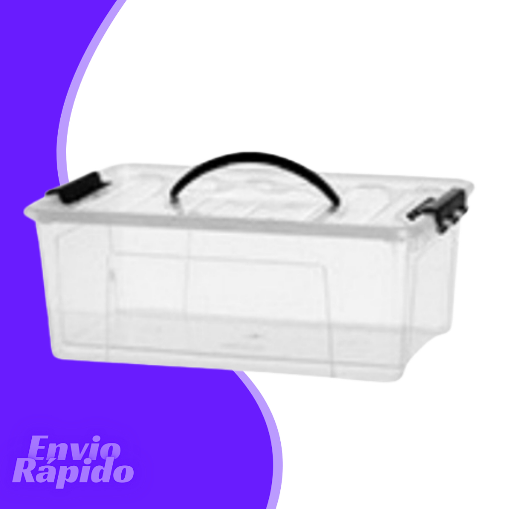 Caixa Organizadora Container Transparente 7,3 Litros Plástico Resistente Organizador Multiuso Maleta