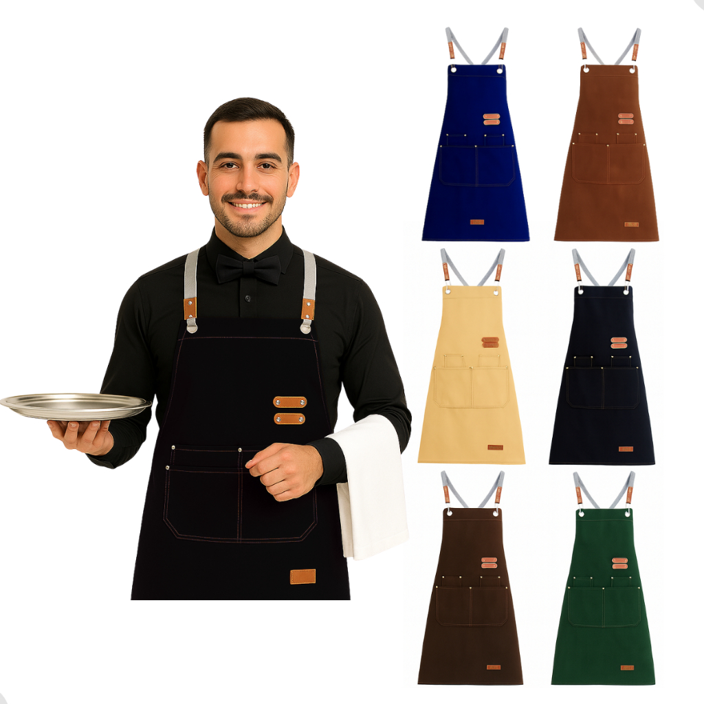 Avental Em Lona Profissional Ajustável Para Restaurante Bares Buffet Cafeteria Pizzaria Padaria