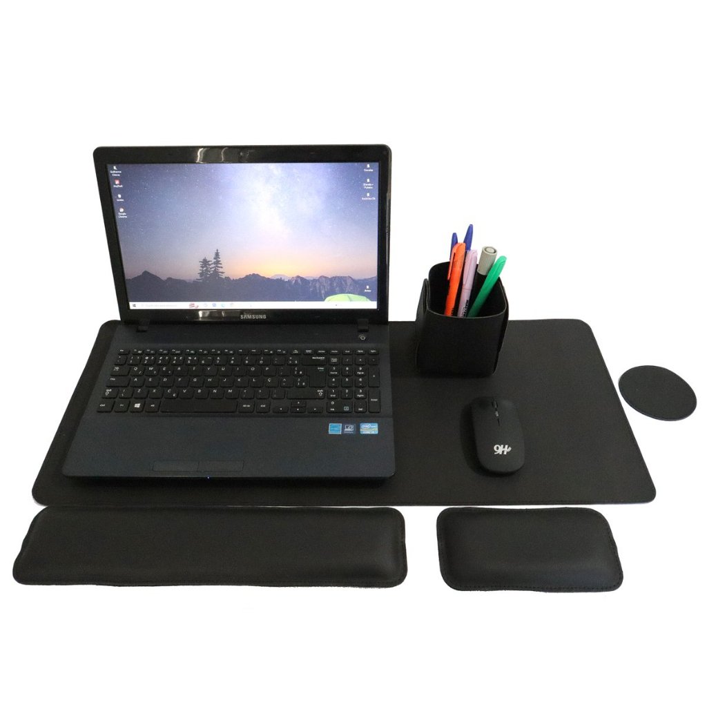 Kit Escritorio (5PEÇAS)Mouse Pad 70x30+Apoio Teclado/Punho +Porta Caneta+Porta copo em Oferta na Shopee
