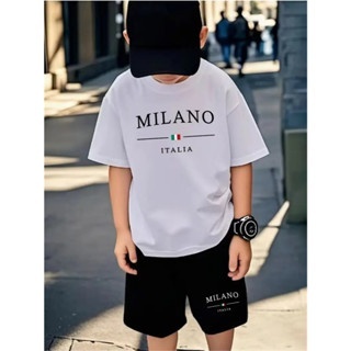 Conjunto Infantil Short E Camiseta Algodão Premium Casual e Estiloso - ESTAMPA MILANO ITALIA