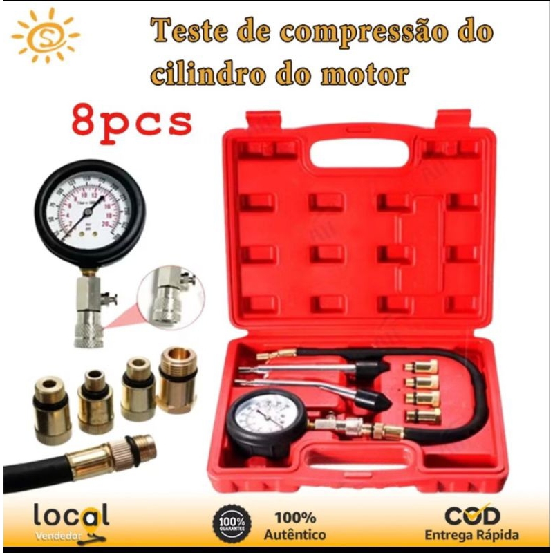 Medidor Compressão De Motor Teste De Cilindros 4 Adaptadores multifuncional ferramenta detecção pr...15550