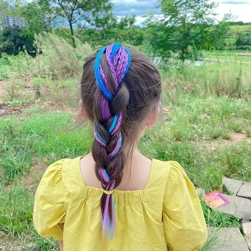 Kit 6 New Girls Colorido Perucas Rabo De Cavalo Crianças Acessórios De Cabelo Faixa Faixa Elásticos Beleza Faixas Torção — imagem 2 de 2