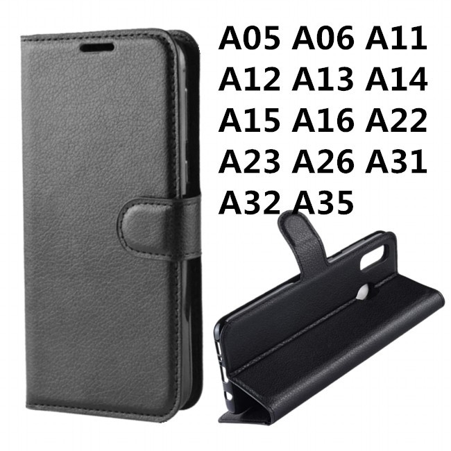Capa Carteira Couro Samsung A05 A06 A11 A12 A13 A14 A15 A16 A22 A23 A26 A31 A32 A35 Preta