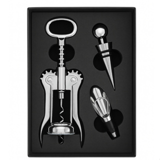 Kit Para Vinho com 3 pçs Inox Estojo Profissional em Oferta na Shopee