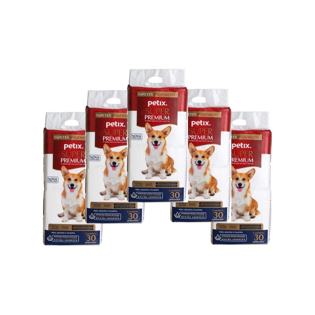 Tapetes Higiênico Petix Super Premium - 30 Unidades - Extra Grandes e Super Absorventes