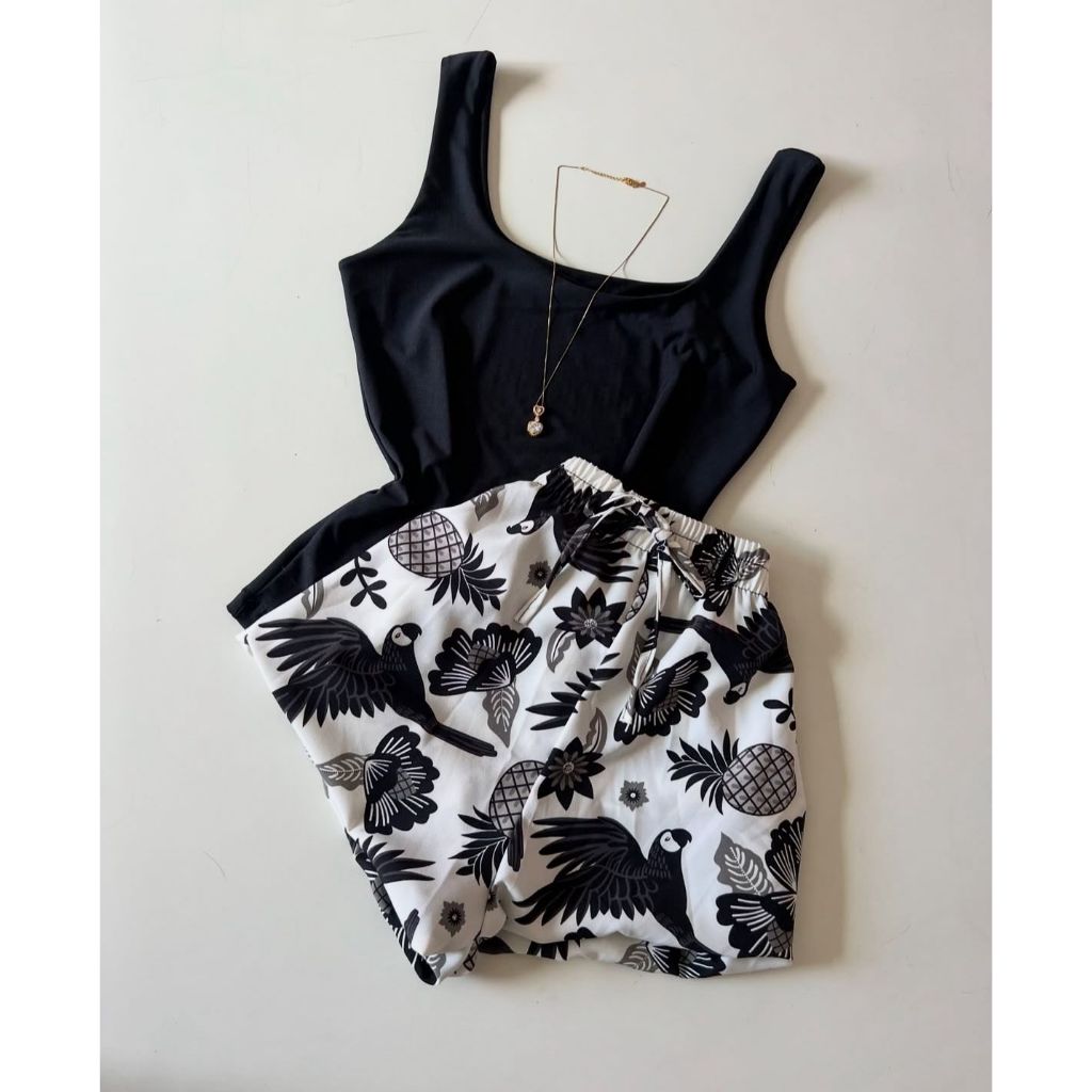 Short Feminino Estampado Tendência Verão Inspiração Farrm Envio Imediato Bermuda Shorts Shorte em Oferta na Shopee