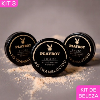 kit com 3 Pó de Finalização Translúcido Solto Ultra Fino á Prova D'Água Microfinish Powder Playbloy em Oferta na Shopee