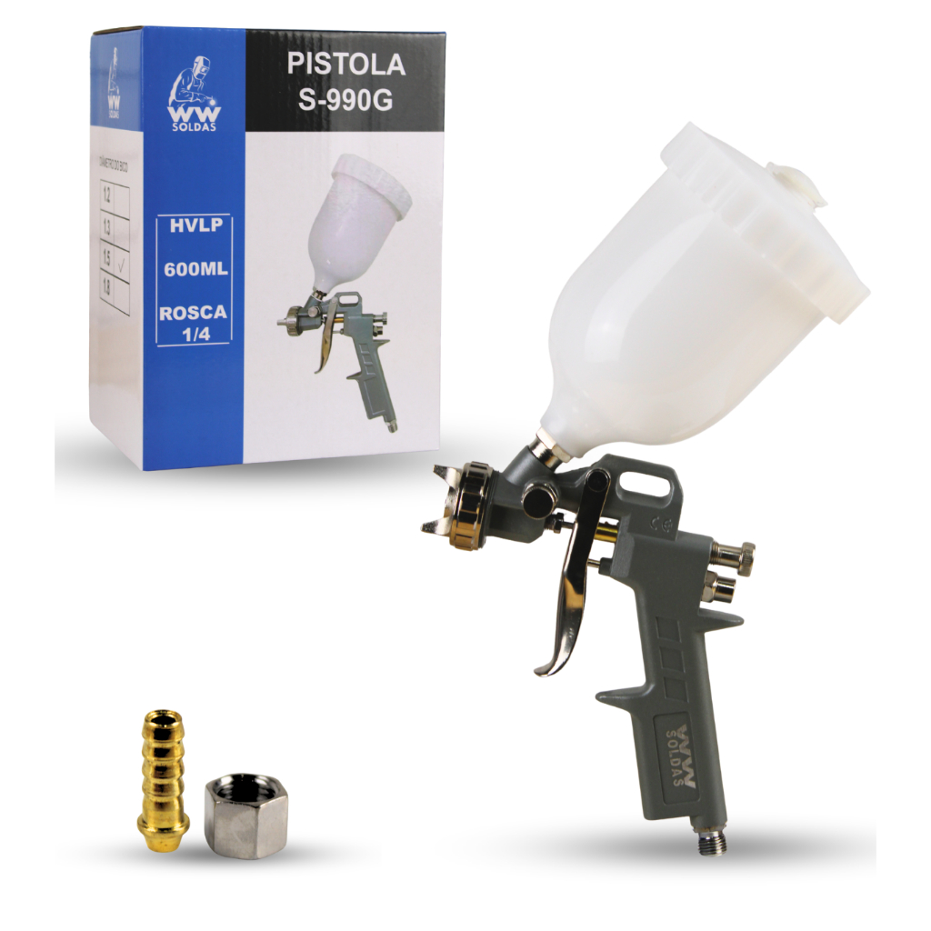 Pistola Pintura Gravidade 600ml Bico 1.5mm WWSoldas em Oferta na Shopee