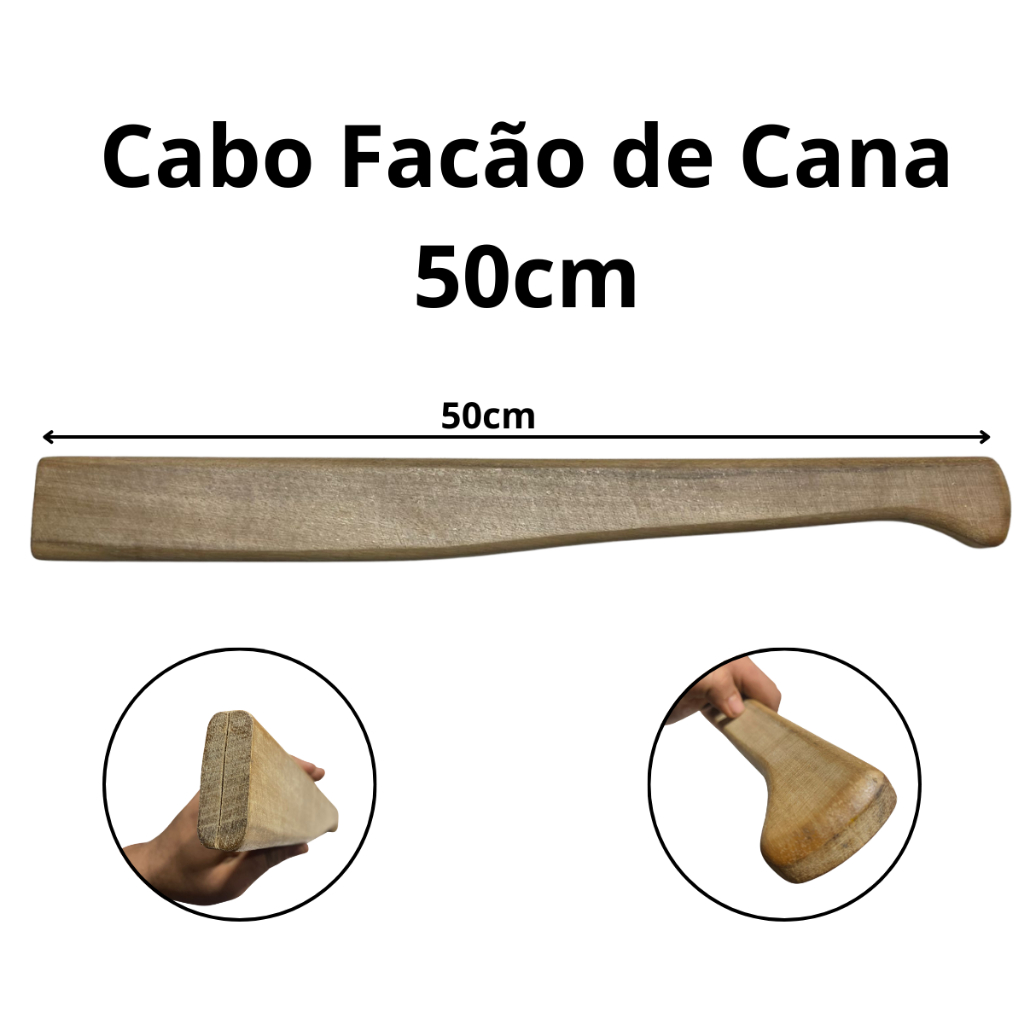 Cabo de Facão 50cm Madeira Resistente | Cabo Reposição Facão Grande | Conforto e Durabilidade