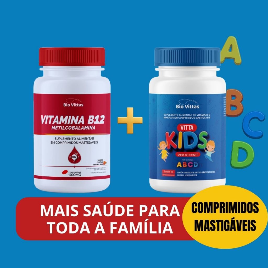 Vitamina B12 Metilcobalamina + Vitaminas Infantil A B C D - Criança e Adultos - Suplemento