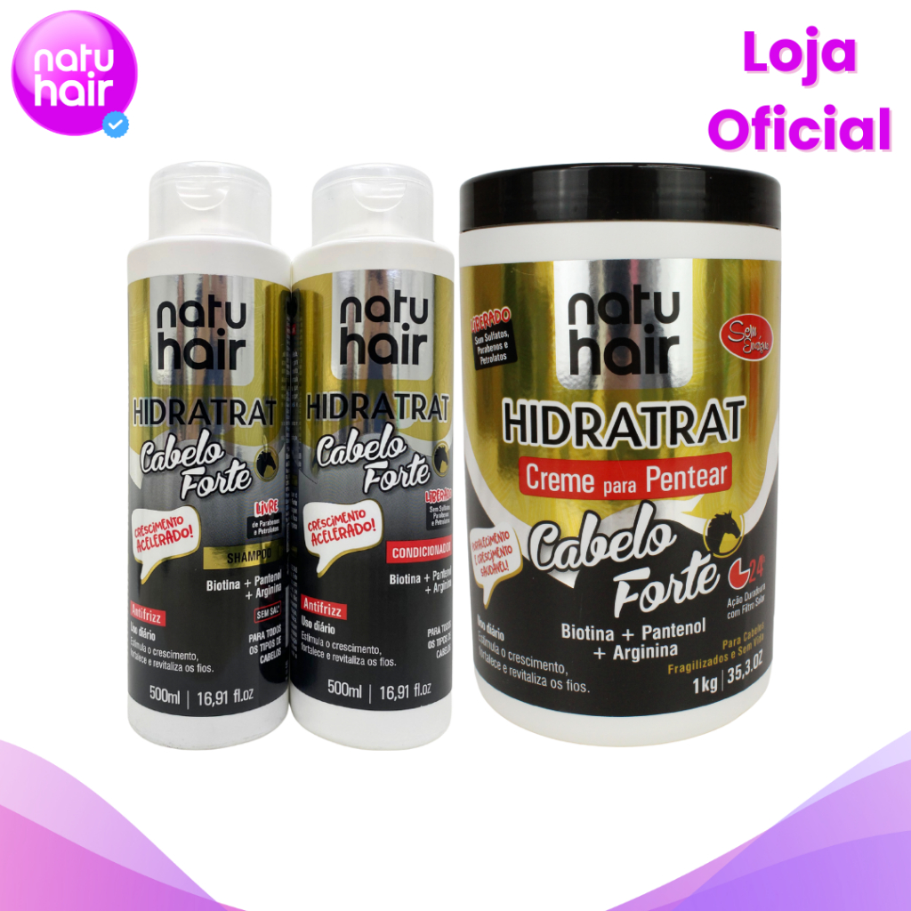 Kit Shampoo + Condicionador + Creme para Pentear Cabelo Forte