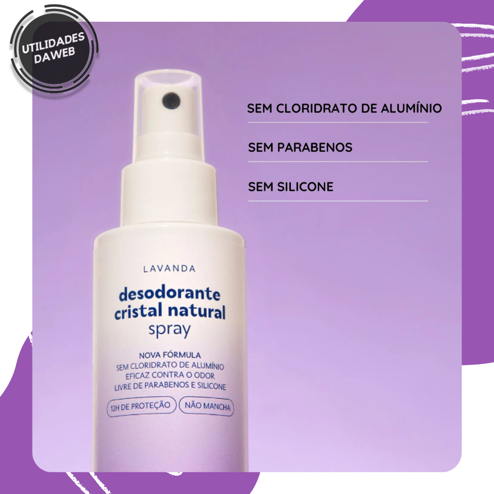 KIT Cristal Alva Desodorante Natural 60g + Spray Desodorante Lavanda 120ml Alva Anti Odor Natural