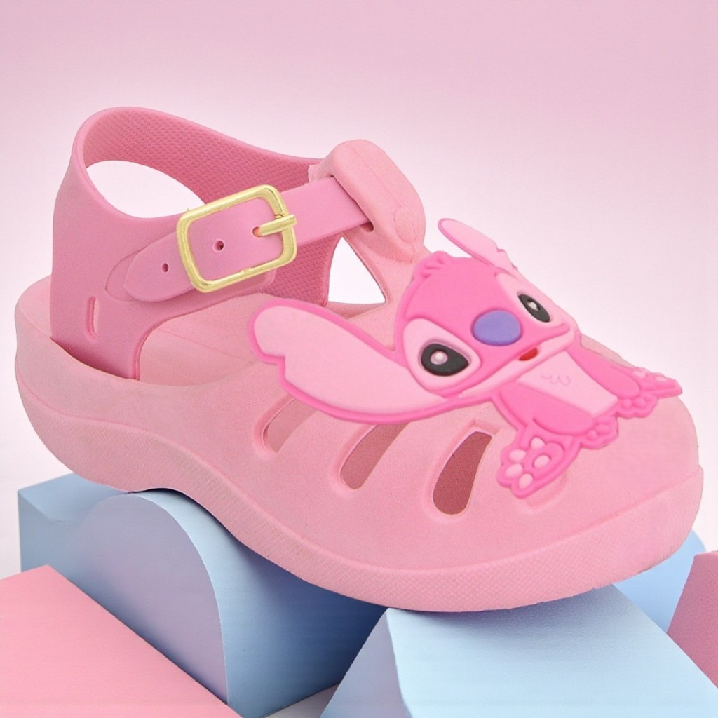 Sandália papete infantil feminina menina stitch lançamento confortável escolar