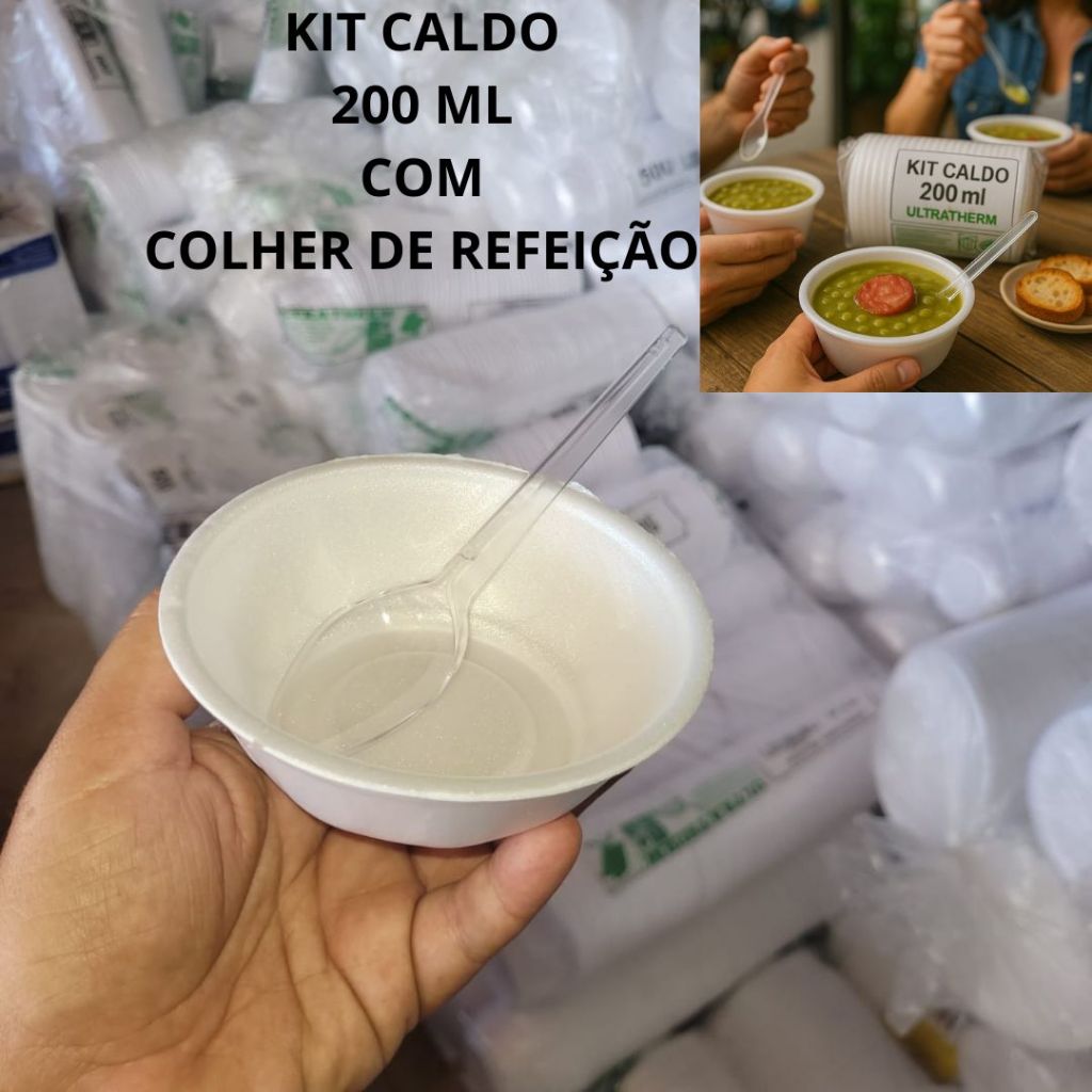 Kit Pote Isopor 200ml Ultratherm + Colher Cristal | Caldo Açaí Sobremesa Sorvete Descartável em Oferta na Shopee