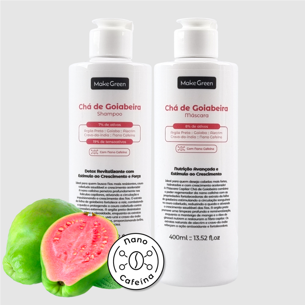 Novo Kit Tratamento Básico Chá de Goiabeira – Shampoo + Máscara | Crescimento Capilar e Força Antiqueda